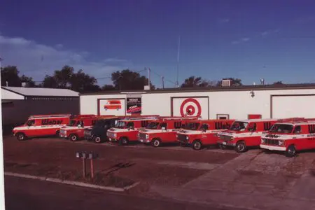 red cars parking